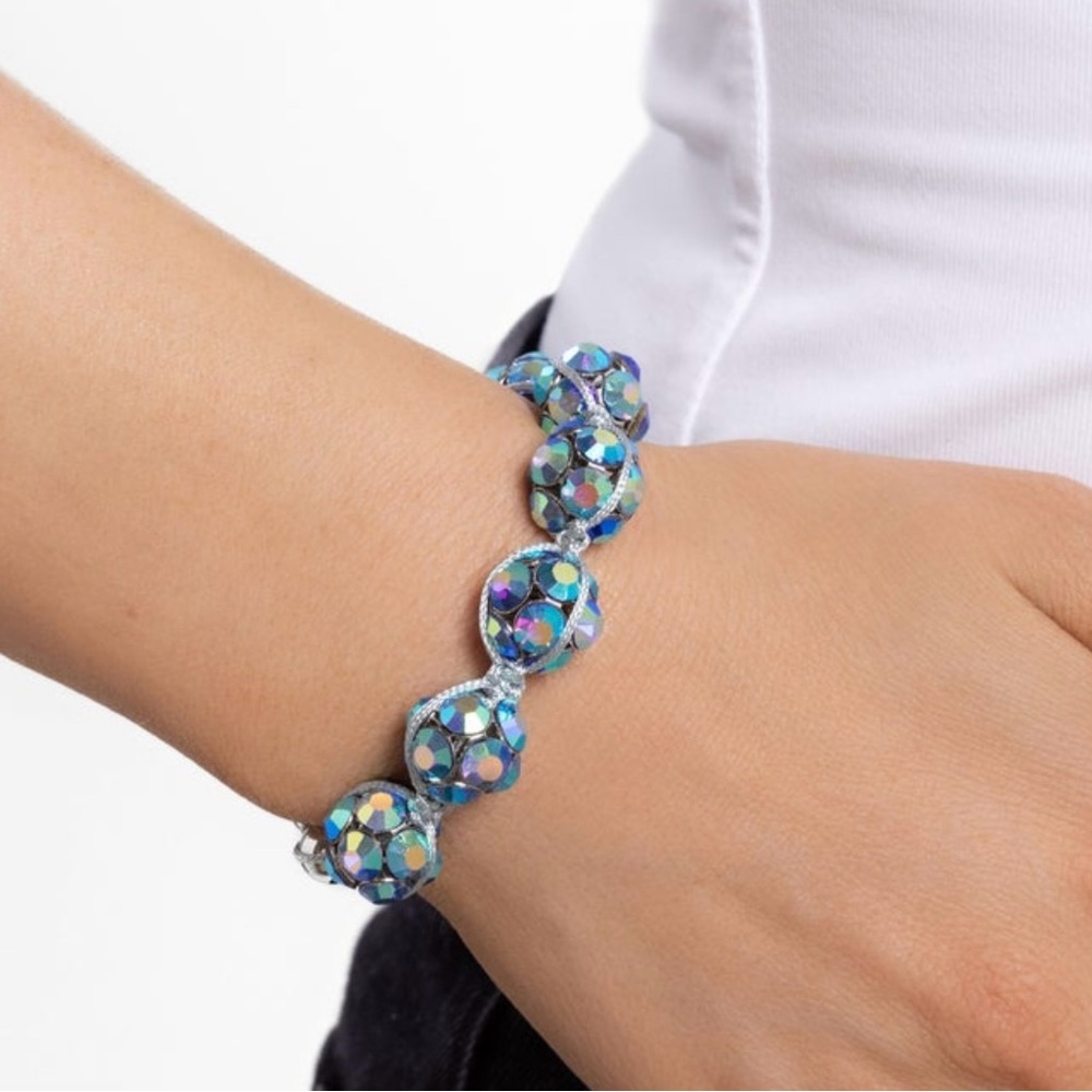 Blue rhinestone silver bracelet